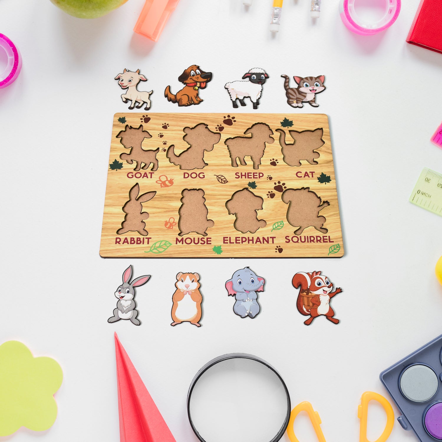 Wooden Animal Puzzle Learning Educational Board (1 Set  2820 Cm) Wooden Animal Puzzle Learning Educational Board (1 Set  2820 Cm)